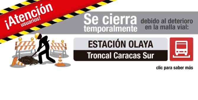 Anuncian cierre temporal de una estación de TransMilenio.